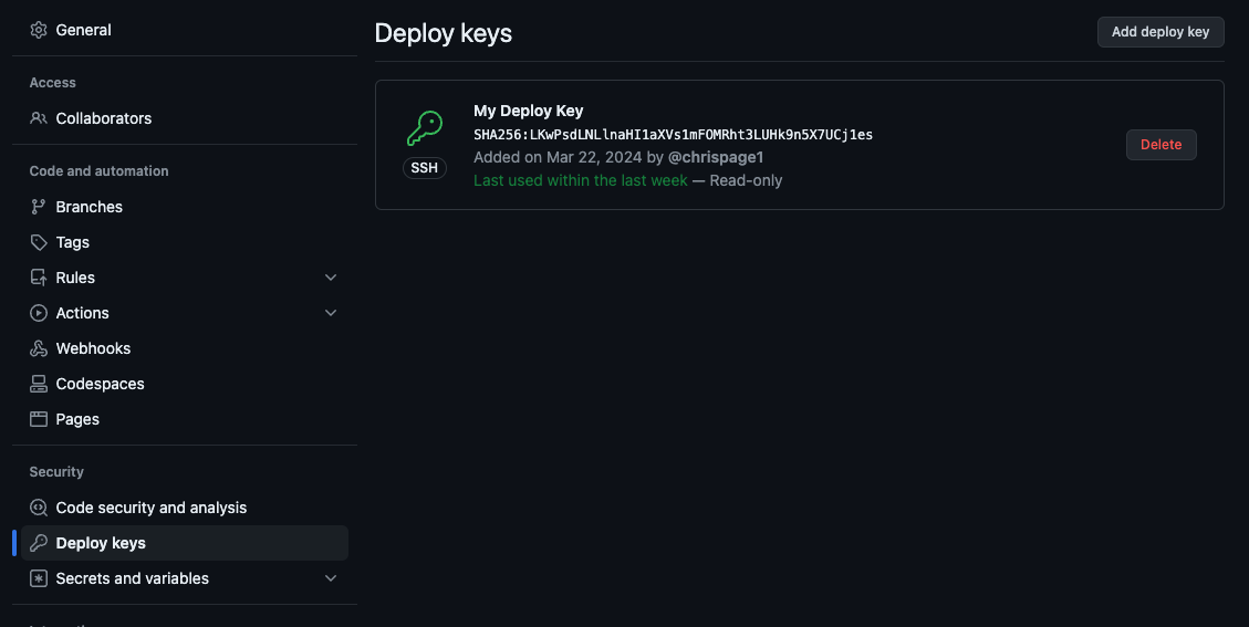 Setting up deploy keys with GitHub