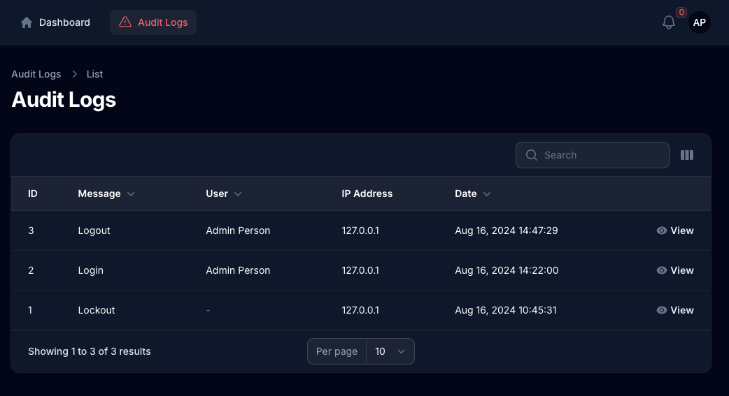 Audit logs within FilamentPHP